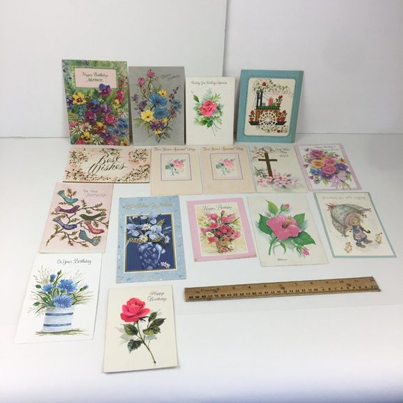 Vtg Lot of 53 Used Birthday Hello Greeting Cards Art Scrapbooking Upcycle Craft - Picture 9 of 11